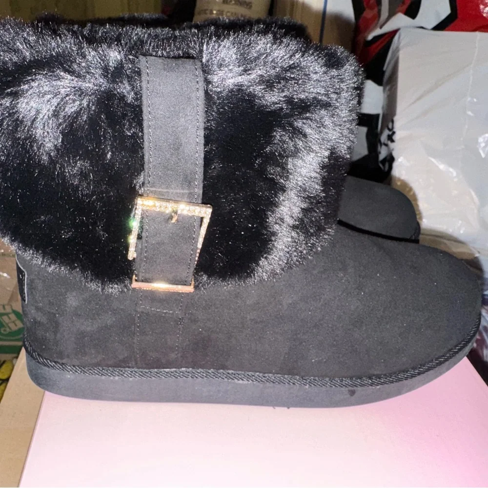 Juicy Couture Black Fur-Trimmed Women's Boots Klaire
